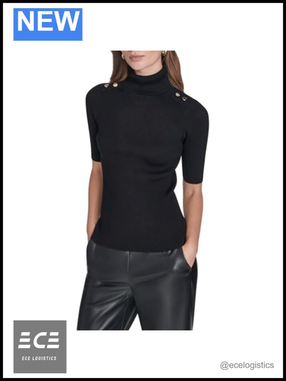 Turtle Neck Button Detail Pullover Sweater Soft Warm Layer